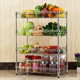 厨房三层·四层蔬菜水果网篮收纳架不锈钢色，锅架置物架层架包邮