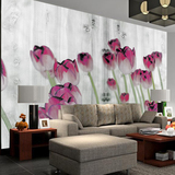 欧式客厅手绘玫瑰电视背景墙卧室床头壁画清新简约3d立体壁纸