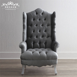 特价欧式美式新古典布艺单人椅沙发椅老虎椅休闲椅高档绒布可定制