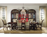 美国胡克品牌家居 欧式美式法式仿古做旧雕花餐厅实木餐桌吃饭桌