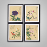 中式工笔花鸟装饰画客厅沙发玄关可组合数字国画花开富贵字画带框