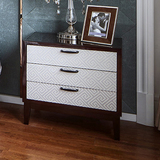 样板房实木床头柜 美式复古卧室储物柜简约现代床边柜欧式 整装