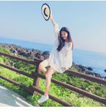 V领刺绣韩国夏季宽松显瘦白色蕾丝衫罩衫泡泡袖两件套娃娃衫上衣
