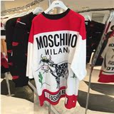 ZOEY代购 moschino16最新款宽松吸烟奶牛卡通图案中袖T恤式连衣裙