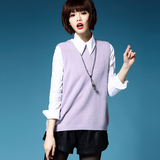 韩版针织衫马甲女背心短款纯色宽松圆领无袖套头毛衣外穿打底衫