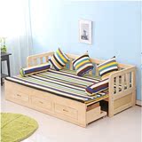 宜家沙发床 可折叠推拉床 1.5米 实木沙发床 欧式双人床 储物两用