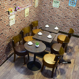复古咖啡厅西餐厅实木桌椅甜品店奶茶店桌椅组合茶餐厅休闲吧桌椅