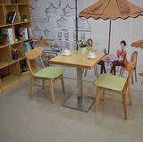 厂家直销艺术型实木薯片椅咖啡厅西餐厅奶茶店甜品店2人桌椅组合