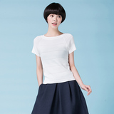 【天天特价】夏季冰丝针织衫女套头修身 薄款t恤韩版短袖短款上衣