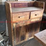 漫咖啡厅桌椅 做旧老榆木门板家具简易收银台餐边柜备餐柜