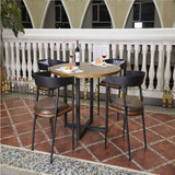 美式法式铁艺咖啡桌椅做旧圆桌奶茶店桌复古实木餐桌户外休闲圆桌