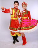 新款蒙古演出服装女红色广场舞头饰少数民族舞蹈表演服藏族演出服