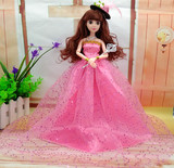 新款芭比娃娃换装衣服婚纱大裙套装礼盒3d白雪公主儿童女孩玩具