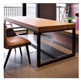 铁家乐 美式工作台实木桌子铁艺餐桌长方形简约书桌办公桌工业风