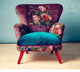 美式乡村布艺单人沙发沙发椅法式欧式新古典老虎椅北欧宜家休闲椅