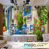 3d大海建筑希腊地中海大型壁画欧式壁纸酒吧餐厅客厅卧室背景墙纸