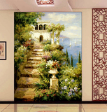 欧式3D玄关大型壁画油画过道走廊背景墙壁纸无纺布墙纸无缝墙布