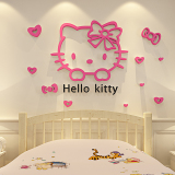hellokitty凯蒂猫儿童房墙贴画亚克力水晶3D立体墙贴卧室墙上饰品