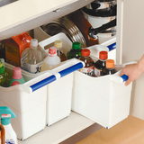 日本进口带轮滑收纳箱大号 塑料长方形置物架 食物整理箱储物盒子