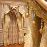 奢华金色欧式窗帘豪华客厅成品 温馨卧室窗帘高档遮光布料定制