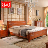 沐时家具全实木床地中海双人床现代中式高箱储物床婚床白色橡木床