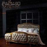 法式新古典实木双人床美式经典别墅奢华床后现代金箔雕花做旧布艺
