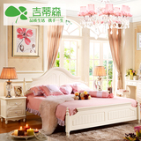 韩式田园床 儿童床公主床简约现代高箱储物实木床双人床1.8米白色