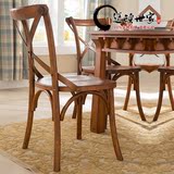 堡顿世家 经典复古时尚典雅做旧工艺美式椅子 全实木白蜡木椅子