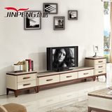 简约现代时尚大理石电视柜白色烤漆电视柜组合客厅实木影视柜包邮