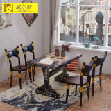 咖啡厅餐桌椅组合实木创意西餐厅奶茶甜品店主题休闲酒吧桌椅组合