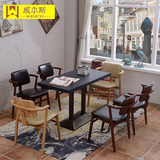 实木咖啡厅餐桌椅组合简约主题西餐厅餐桌椅奶茶店甜品店沙发桌椅