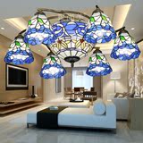 蒂凡尼吊灯简约现代地中海风格卧室书房客厅餐厅圆形玻璃吸顶灯具