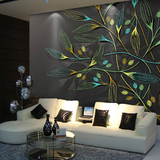3d现代简约客厅沙发电视背景墙纸壁画深色壁纸抽象个性无缝墙布
