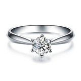 18K金白金铂金GIA钻石戒指30分50分1克拉六爪求婚结婚钻戒定制