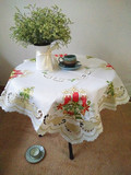 外贸出口欧式田园圣诞系列刺绣镂空方桌布  万能盖布