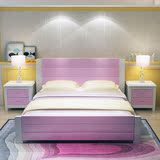 现代简约地中海白色实木床 1.5米单人1.8双人床成人床架木质婚床