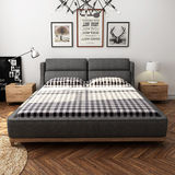 北欧宜家 现代简约风格2米2.2米大床 布床 布艺床 实木双人床1.8m
