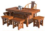 明清中式实木茶桌椅组合 山水功夫茶台茶桌茶艺桌 雕刻将军台