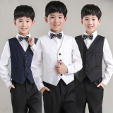 秋秋男童合唱演出服主持人韩版儿童马甲礼服花童礼服钢琴马甲西装