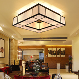 长方形中式吸顶灯温馨 现代新中式客厅灯具复古led中式卧室灯布艺