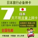 日本手机电话卡3G上网卡 5/7天无限不限流量旅游sim卡 即插即用