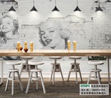 复古欧美明星海报背景墙纸咖啡厅服装店怀旧大型壁画餐厅砖墙壁纸