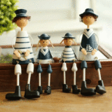 地中海风格一家四口海军吊脚娃娃桌面摆件创意橱柜家居装饰品包邮