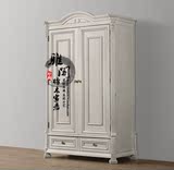 仿古两门衣柜  法式美式乡村实木家具 欧美橡木超美雕花衣柜