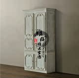 美式乡村实木衣柜 欧式法式卧室衣柜 复古做旧白色雕花实木家具