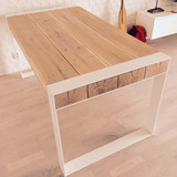 美式铁艺长方形餐桌饭桌 现代简约小户型6人咖啡桌实木餐桌椅组合