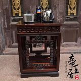 老挝大红酸枝雕花茶水柜 仿古实木桌 小茶艺桌 边柜茶几 红木家具