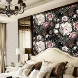 欧式现代油画牡丹玫瑰电视沙发卧室背景墙无缝无纺布壁画墙纸壁纸