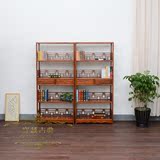 榆木书架实木中式书柜简约置物架展示架层架仿古茶叶架博古架