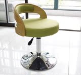 绿色 实木靠背餐椅  升降 椅 可旋转 现代简约圆凳子